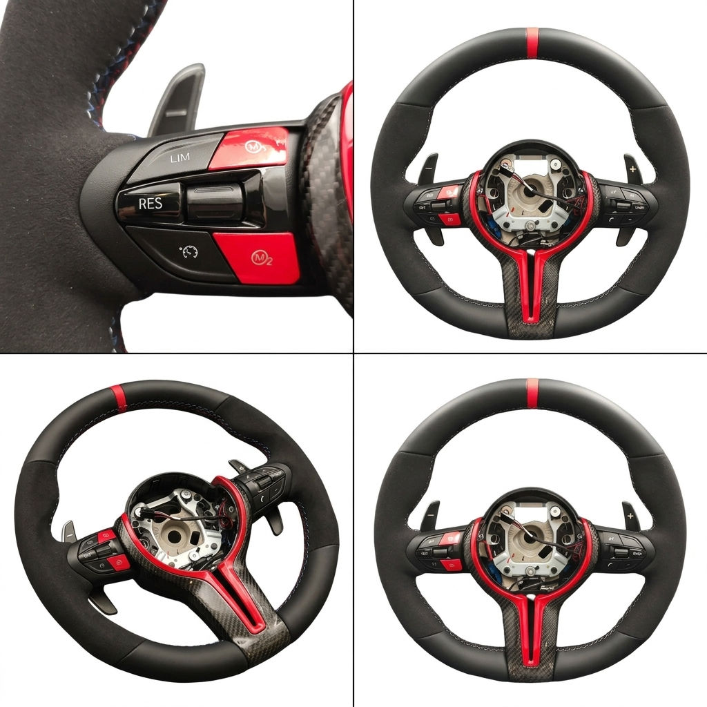 Car Upgrade BMW Heated Vibration Acc M Sport F30 F10 535i F32 F20 F36 F22 M4 F82 X5 F15 Carbon Fiber alcantara Steering Wheel