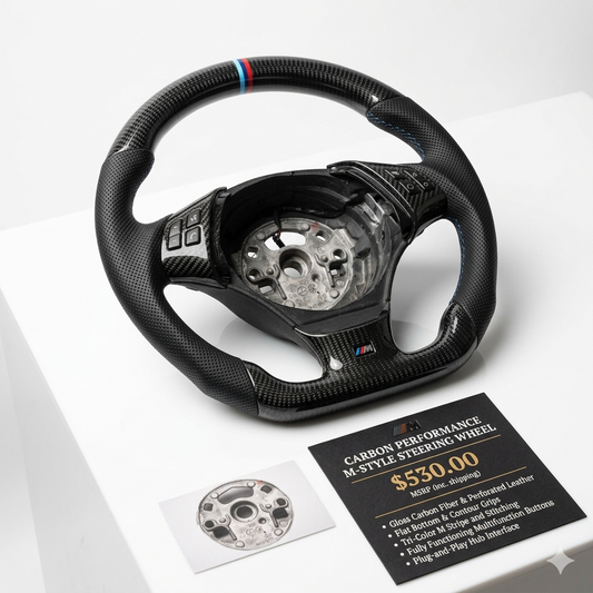 For BMW E88 E90 E91 E92 E93 Carbon Fiber Leather Steering Wheel