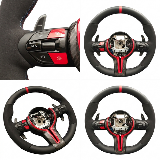 Car Upgrade BMW Heated Vibration Acc M Sport F30 F10 535i F32 F20 F36 F22 M4 F82 X5 F15 Carbon Fiber alcantara Steering Wheel
